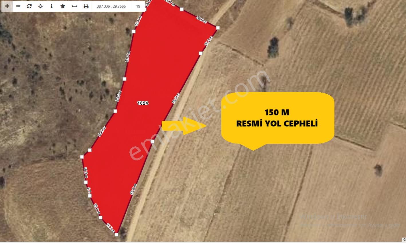 Çivril Tokça Satılık Tarla Acil 5500 M2 Resmi Yol Cepheli