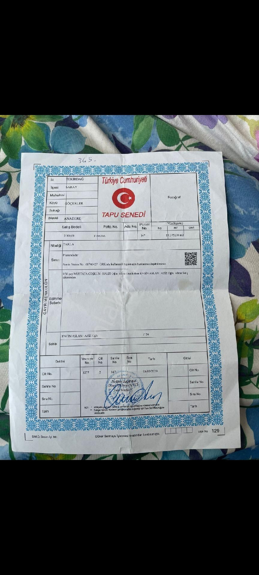 Saray Göçerler Satılık Tarla Tekirdağ Saray Beyazköy Tarla