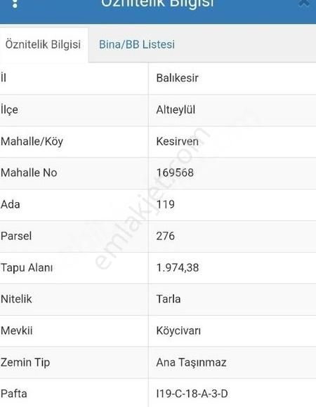 Altıeylül Kesirven Satılık Tarla Balıkesir Kesirven Mahallesinde Satılık Tarla