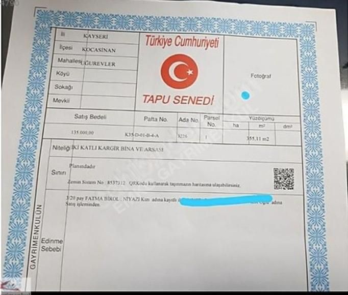 Kayseri Kocasinan Satılık Ticari İmarlı Kayseri Kocasinan Ugur Evlerde Konut Arsa Parsel Arazi Mülk