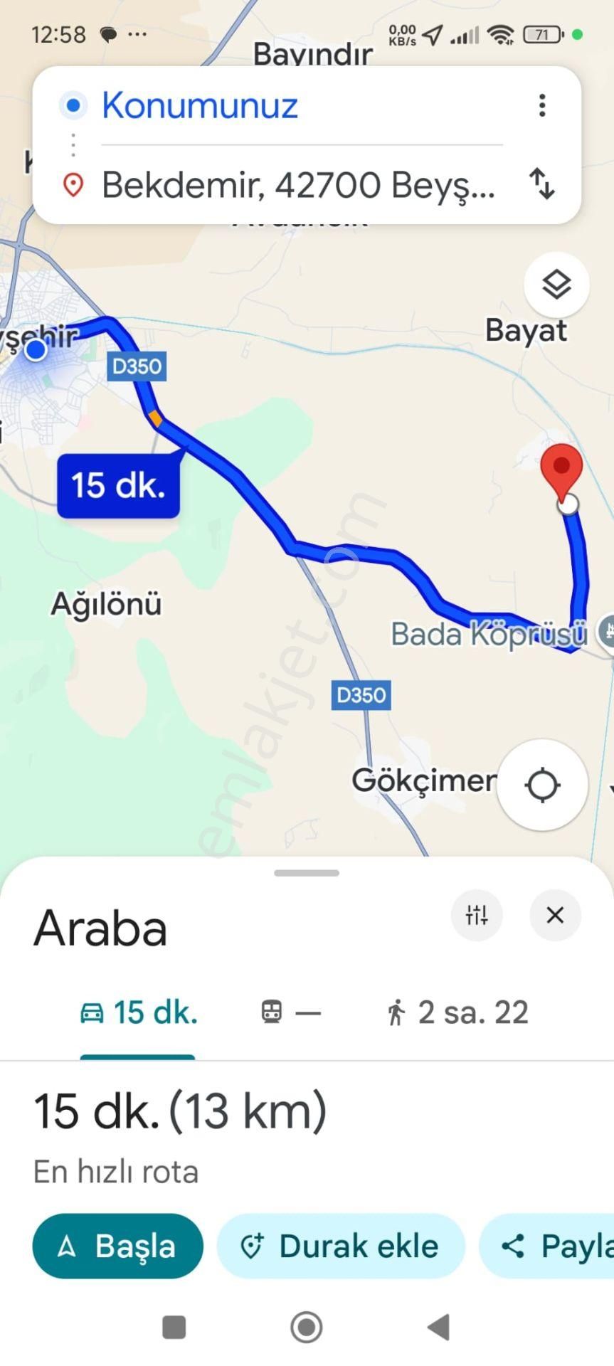 Beyşehir Bekdemir Mahallesinde Satılık Bademlik Suyu Mevcut - Görsel 2