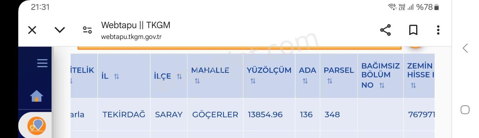 Tekirdağ Saray Satılık Muhtelif Arsa Acil Satılık Tarlav