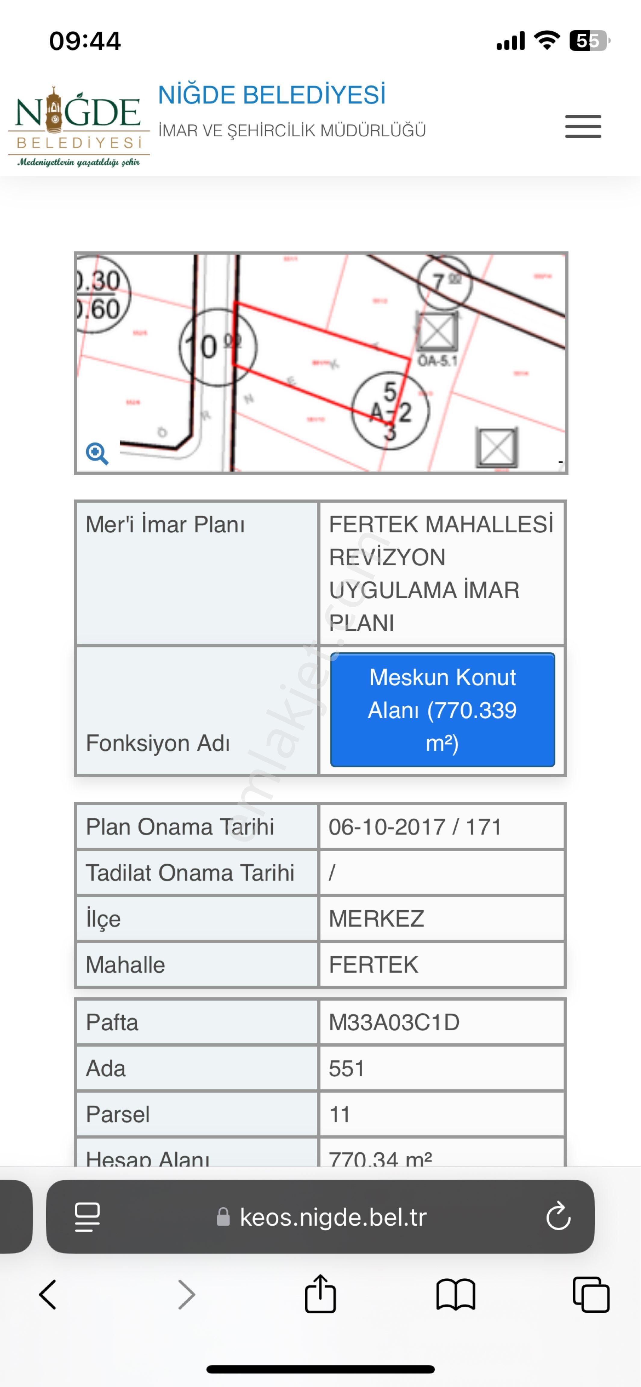 Niğde Merkez Fertek Satılık Villa İmarlı Fertek Dogalgaz Bölgesi 770 M2 Arsa