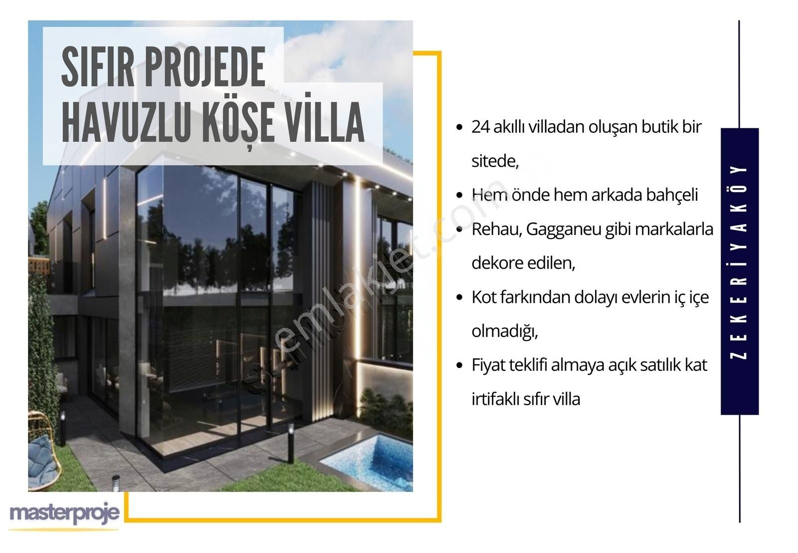 Sarıyer Zekeriyaköy Satılık Villa Sıfır Sitede Çok Lüks Köşe Konumlu Havuzlu Villa