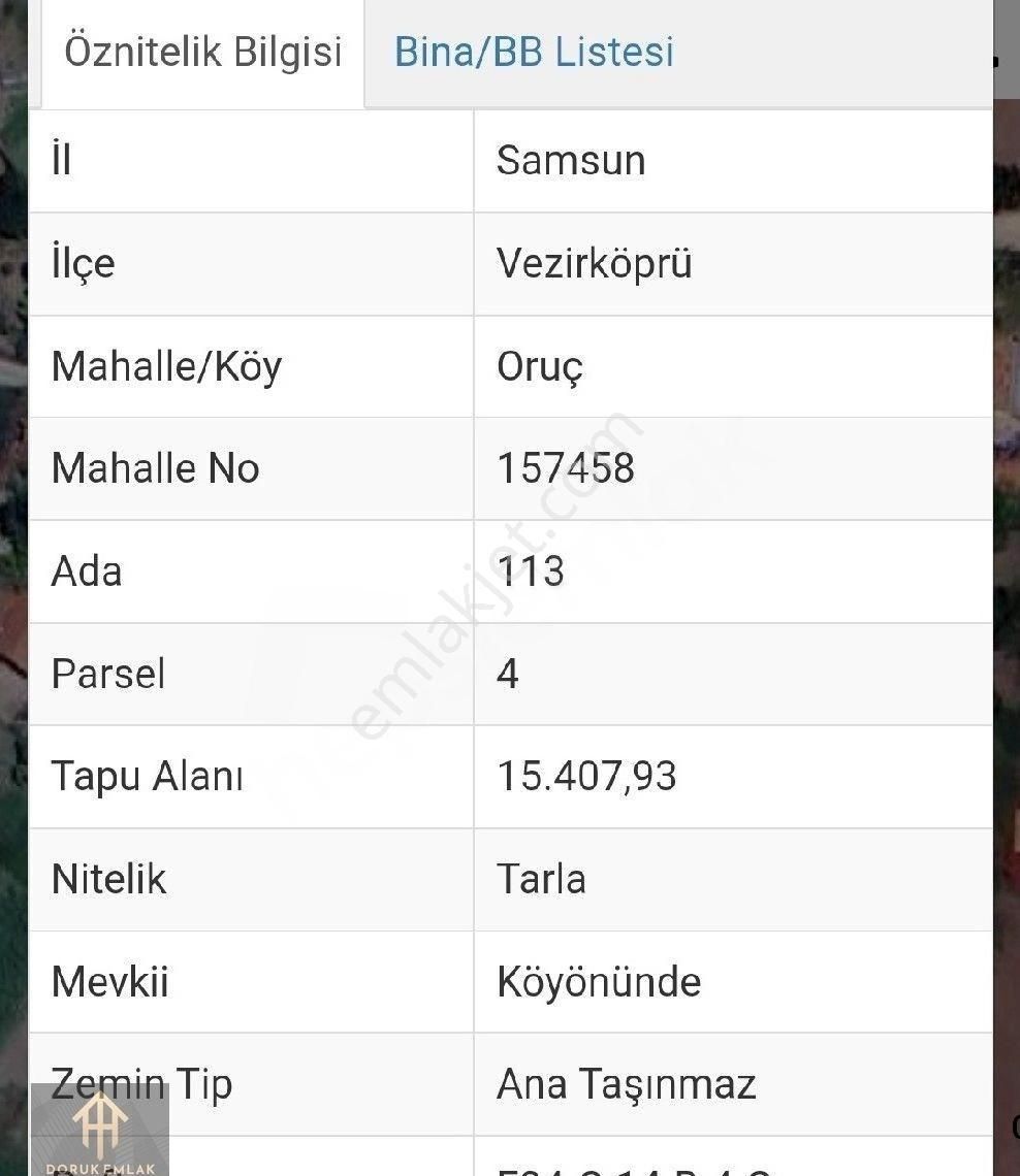 Vezirköprü Oruç Satılık Tarla Doruk Gayrimenkul Satıyor
