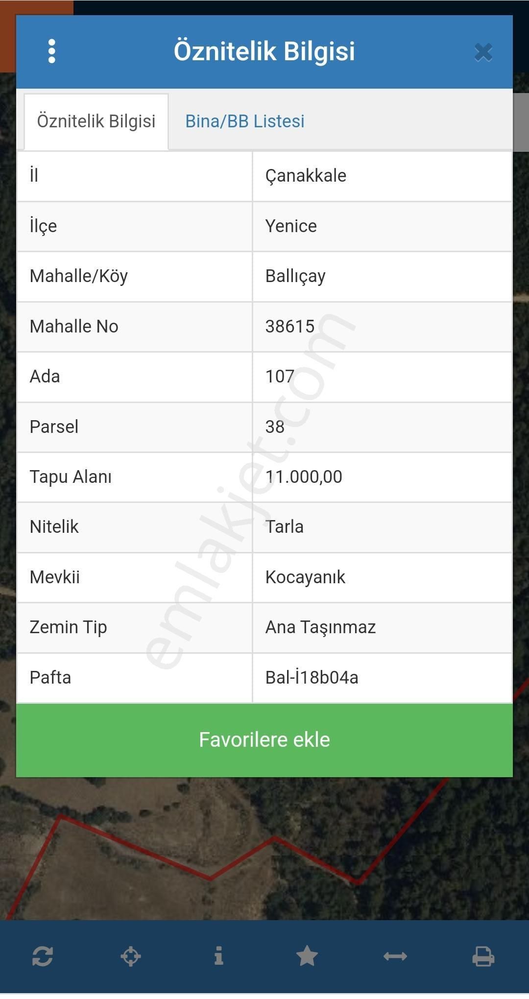 Yenice Ballıçay Köyü (Alanoba) Satılık Tarla Çanakkale Yenice Ballıçay Alanoba 11.000 M2 Satılık Tarla