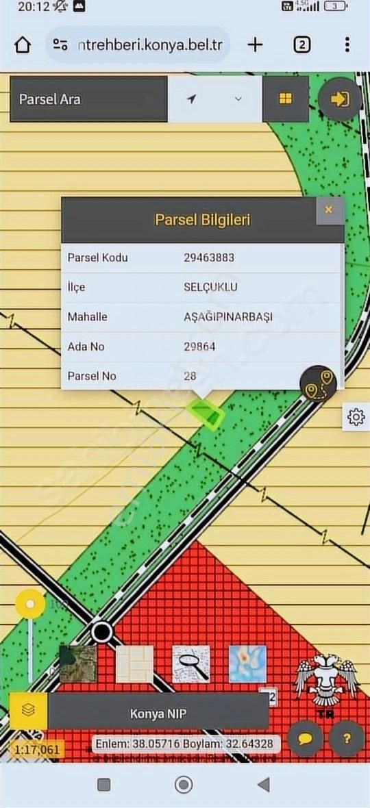 Selçuklu Aşağıpınarbaşı Satılık Tarla Aselsan Arkadında 1. Konut Alanında Satılık Yatırımlık Arazi