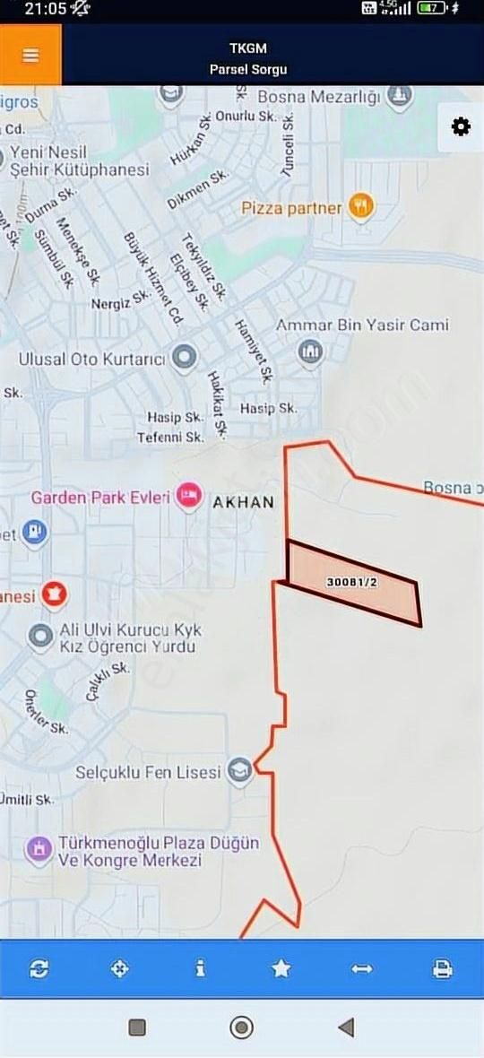 Selçuklu Kosova Satılık Tarla Sancak Mah. Konut Alanında İmar Bekleyen Kupon Tarla