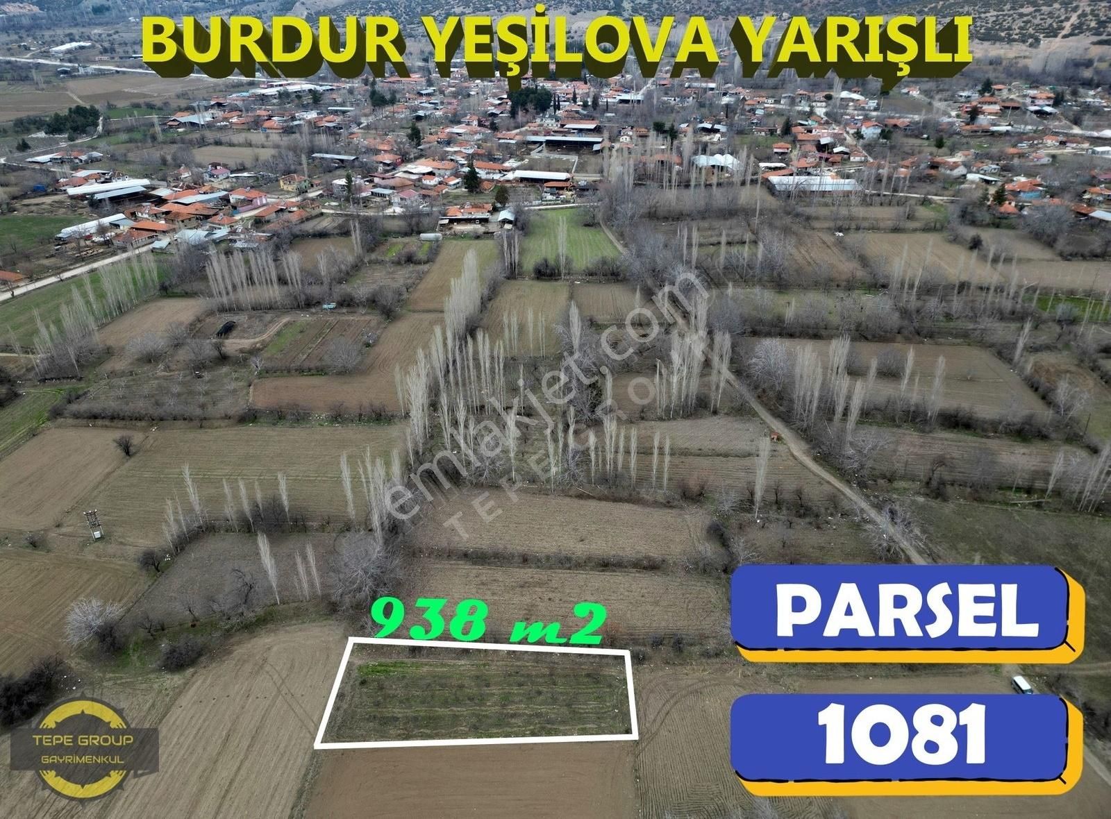 Yeşilova Yarışlı Köyü (Merkez) Satılık Tarla Yeşilova Yarışlı'da 938 M2 Göl Manzaralı Satılık Köyiçi Arsa