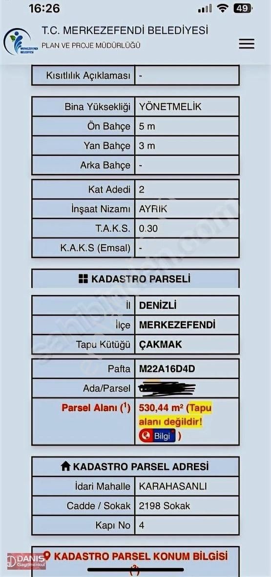 Merkezefendi Karahasanlı Satılık Konut İmarlı Danış Gayrimenkulden Karahasanlı Mevki Satılık Arsa