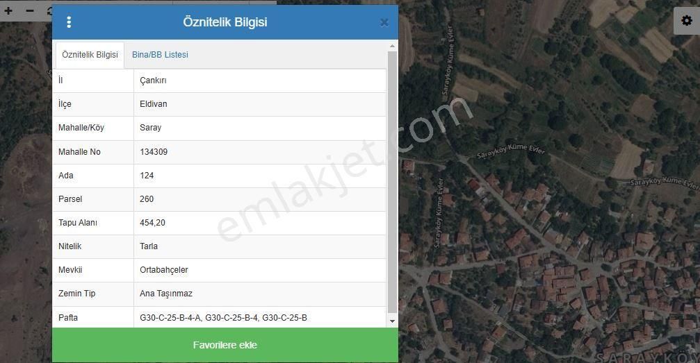 Eldivan Sarayköy Köyü Satılık Konut İmarlı Çankırı Eldivan Saray Köy Ortabahçeler Mevki Arsa 454 M2