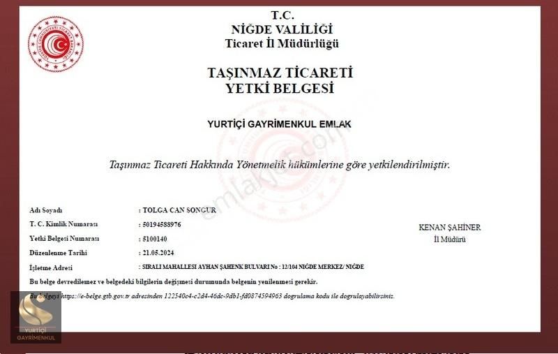 Niğde Merkez Efendibey Satılık Ticari İmarlı Yurtiçi Gayrimenkul Efendibey Ata Sanayi'de 450m² Ticari Arsa