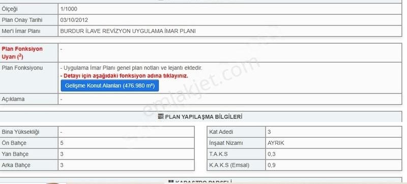 Burdur Merkez Fevzi Çakmak Satılık Konut İmarlı Burdur Merkez Fevzi Çakmak Mahallesinde Satılık Arsa