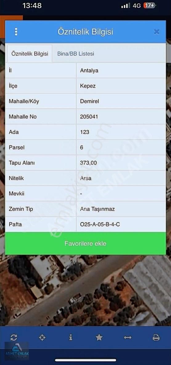 Kepez Demirel Satılık Konut İmarlı Varsak Demirel 373 M2 İmarli Arsa