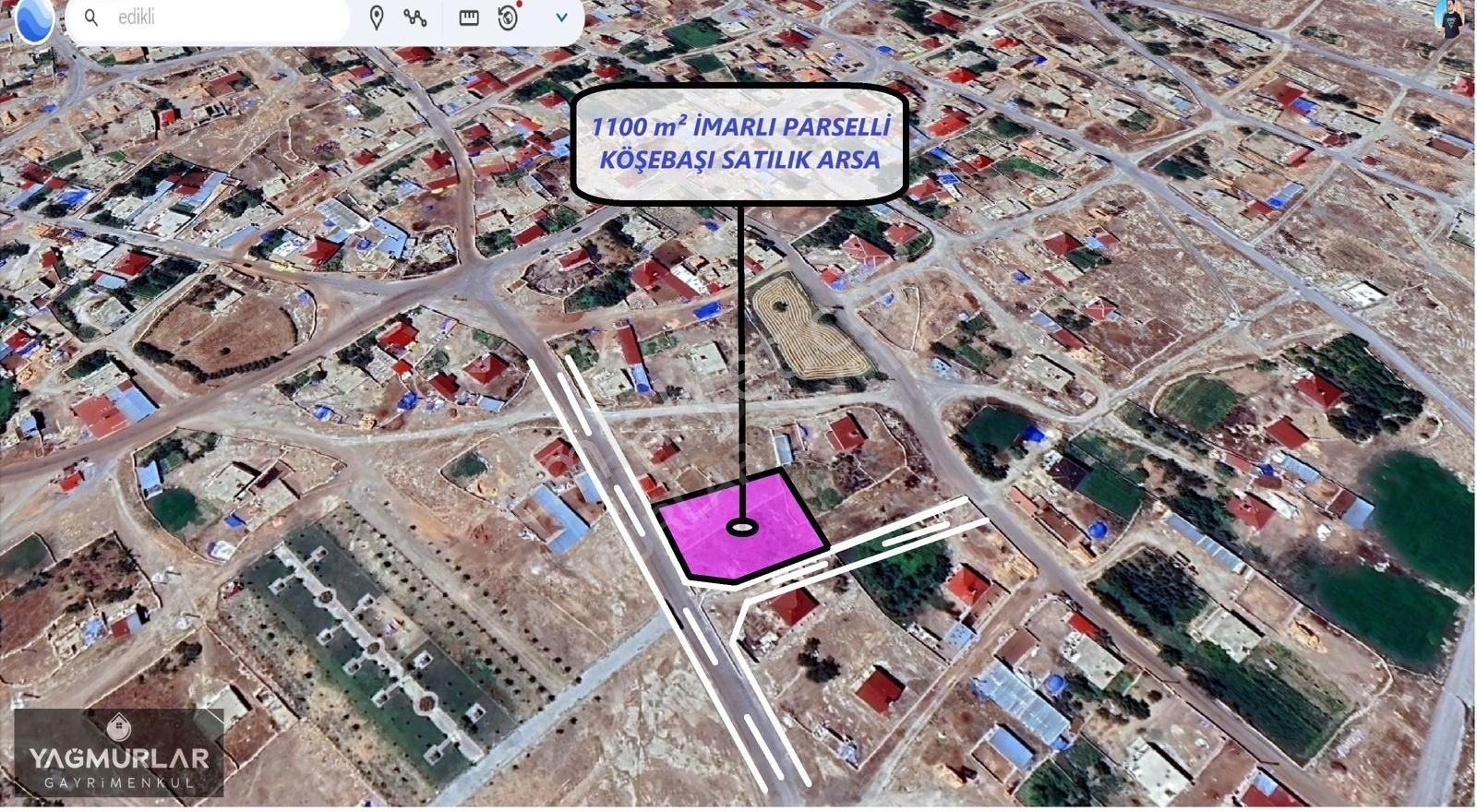 Niğde Merkez Edikli Bld. (Fevzipaşa) Satılık Konut İmarlı Yağmurlar'dan Edikli'de Köşebaşı 1100 M² İmarlı Satılık Arsa