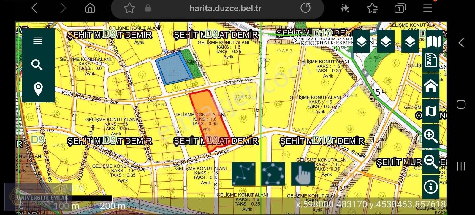 Düzce Merkez Şehit Murat Demir Satılık Konut İmarlı Üniversite Emlaktan Konuralp De Satılık Arsa 4 Kat İmarlı 6278m2