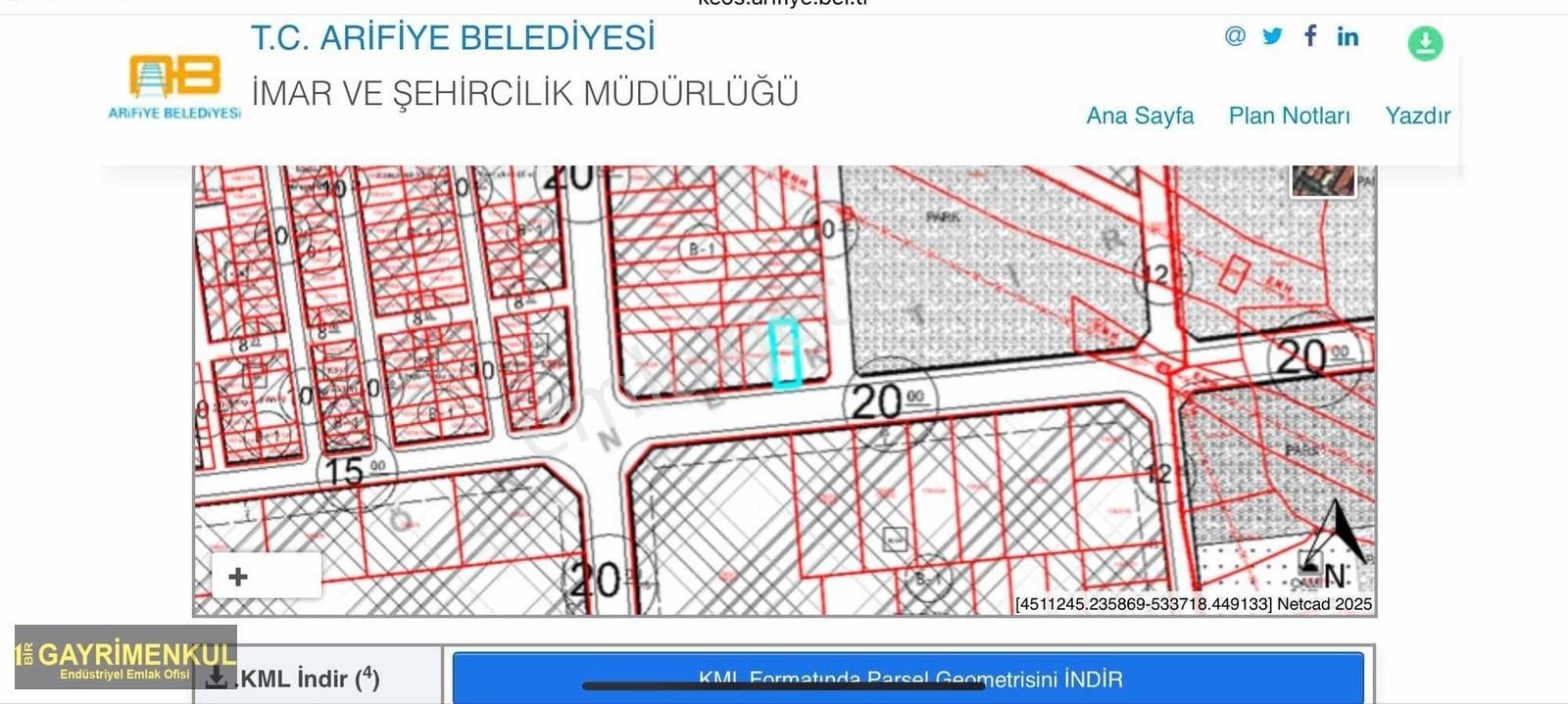 Arifiye Hanlı Merkez Satılık Sanayi İmarlı Sanayi Arsası 225 M² Tabanlı İmalatane Yapılabiliyor