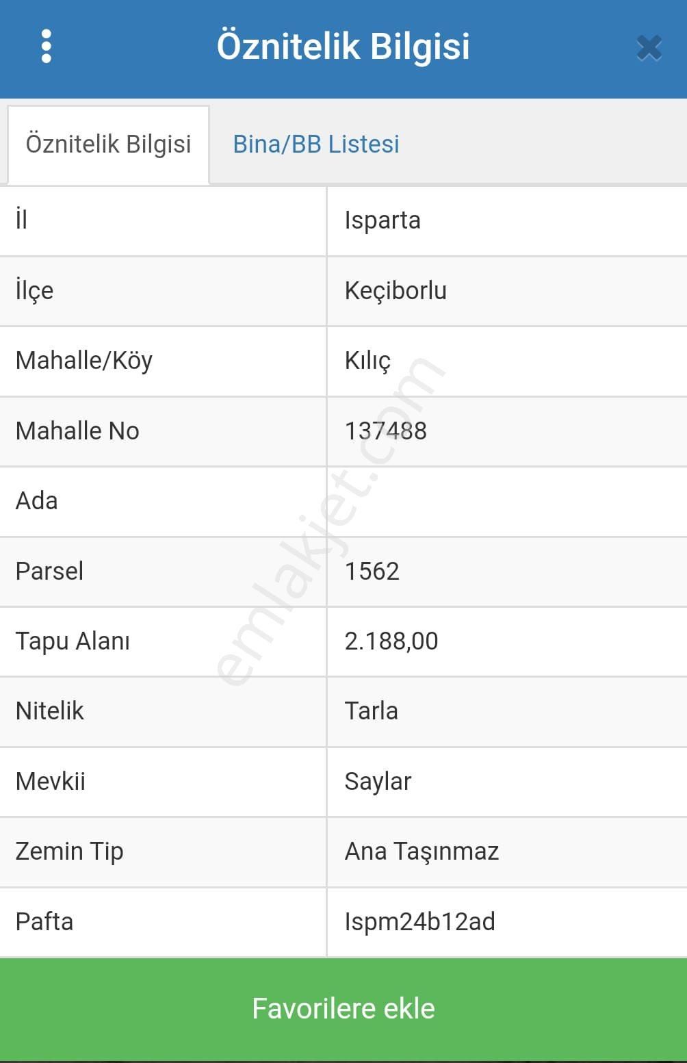 Keçiborlu Kılıç Köyü (Orta) Satılık Tarla Ispartada Satılık Tarla