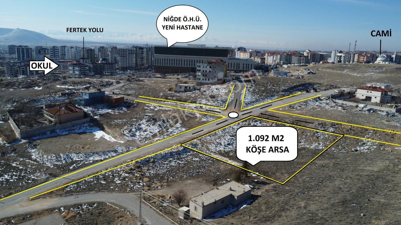 Niğde Merkez Kumluca Satılık Konut İmarlı Niğde Merkez Kumlucada Hastaneye Yakın 1.092 M2 Satılk Arsa