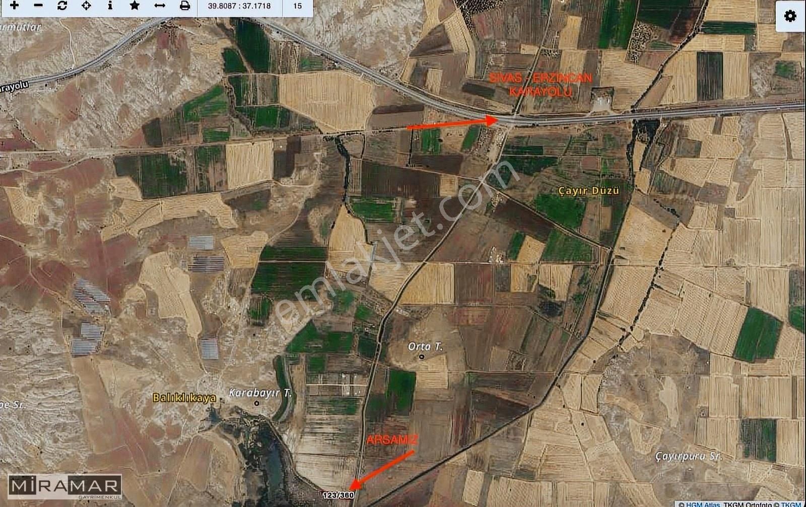 Sivas Merkez Çukurbelen Köyü Satılık Tarla Miramar'dan Çukurbelende Satılık 2780 M2 Tek Tapu Tarla