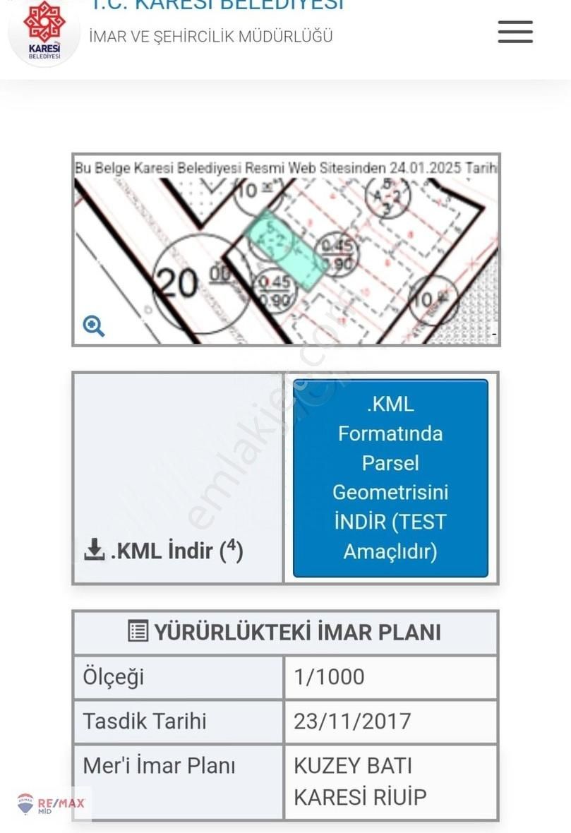 Karesi 2. Sakarya Satılık Konut İmarlı Remax Mid Den 2. Sakarya Mahallesinde Yatırımlık Satılık Arsa