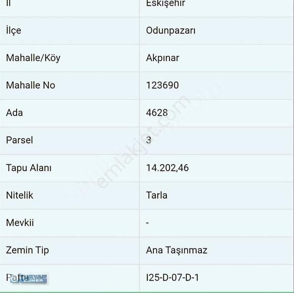 Odunpazarı Akpınar Satılık Tarla Turyap Sümer'den Akpınar Mah. Satılık Fırsat Tarla