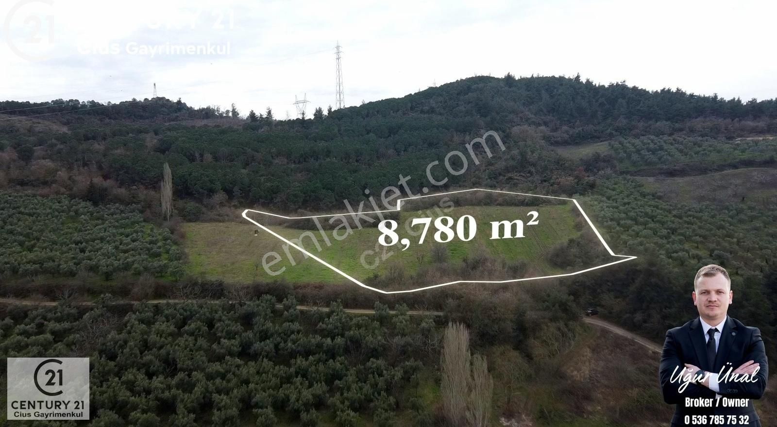 Gemlik Kurtul Satılık Tarla C21 Cius; Gençali'ye 1 Km Deniz Manzaralı 8.780m² Tarla