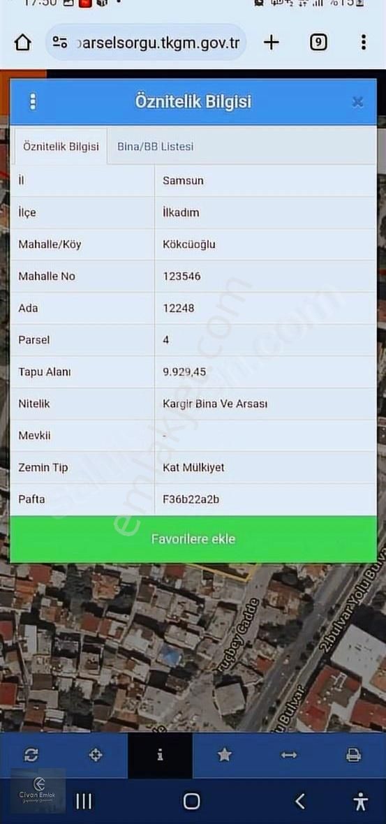 Samsun İlkadım Satılık Toplu Konut İçin Kentsel Dönüşüm Asamasında Yatırımlık 70 M2 Arsa Hıssesı