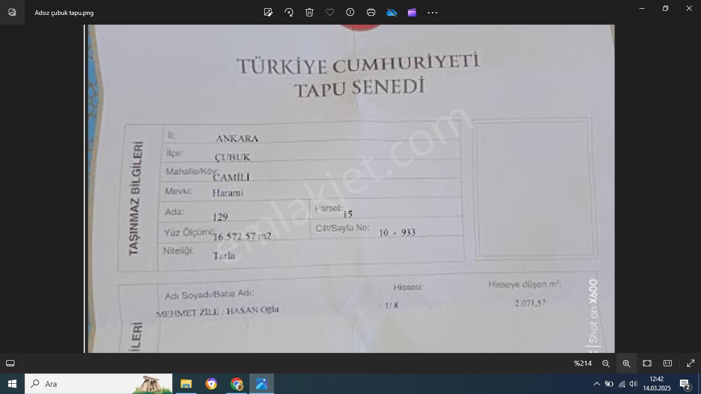 Çubuk Camili Satılık Tarla Üniversite Hocasından Çubuk İlçesinde Hobi Bahçesi Veya Çiftlik Kurmaya Uygun Arazi