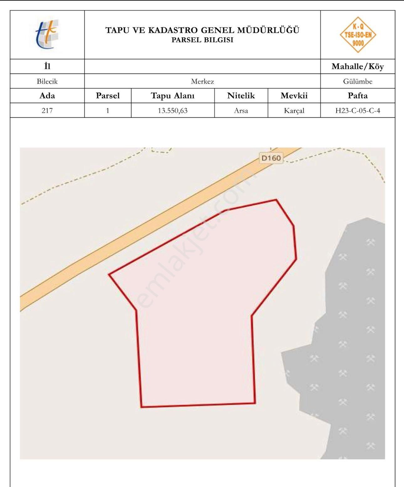 Bilecik Bilecik Merkez Satılık Sanayi İmarlı Bilecik D160 Adapazarı Yolu Üzeri Satılık 13.550 Metrekare Sanayi İmarlı Arsa - Yatırım Fırsatı!