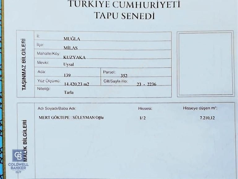 Milas Kuzyaka Satılık Tarla Milas Kuzuyaka Köyünde Satılık Yatırımlık Tarla