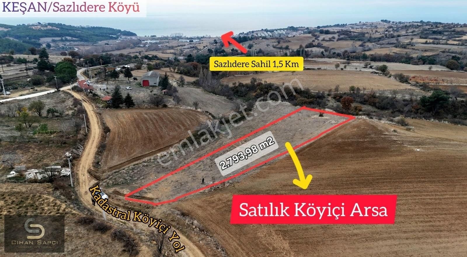 Keşan Sazlıdere Köyü (Merkez Mevki) Satılık Konut İmarlı Cihan Şapçı G&y;sazlıdere'de Panoramik Manzaralı Satılık Arsa..!