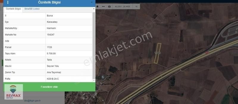Karacabey Harmanlı Satılık Tarla Remax Beyaz Karacabey Harmanlı'da Satılık Arazi