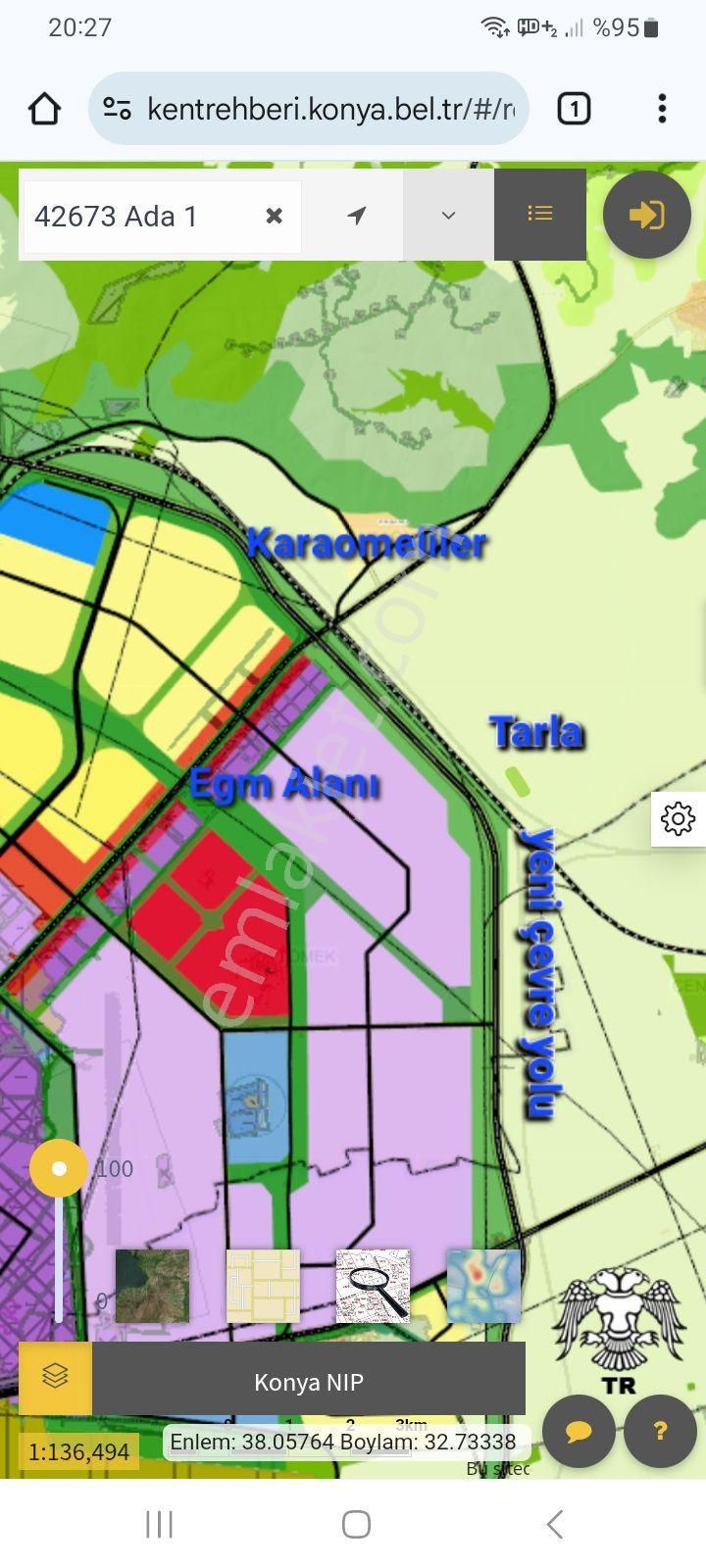 Selçuklu Karaömerler Satılık Tarla Karaömerlilerde Yeni Çevre Yoluna 250 M.