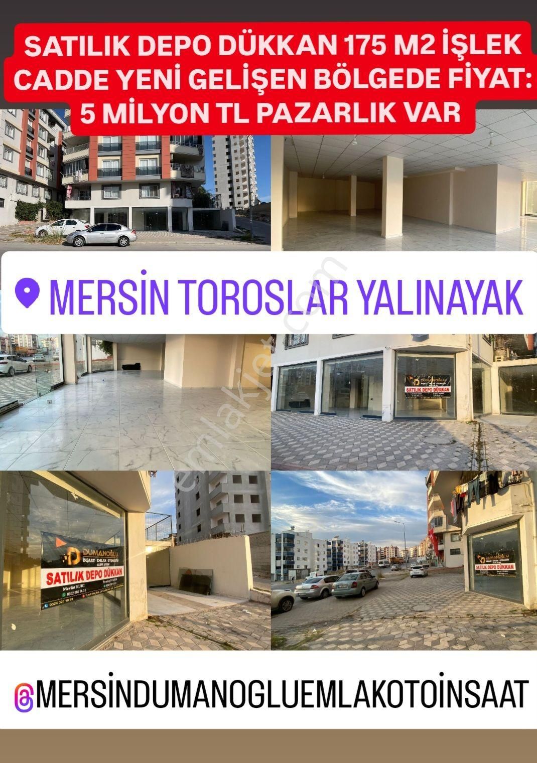 Toroslar Yalınayak Satılık Dükkan & Mağaza 🏢 Yatırımlık Fırsat! Mersin Toroslar Yalınayak’ta Satılık 175 M² Depo/dükkân 🚀