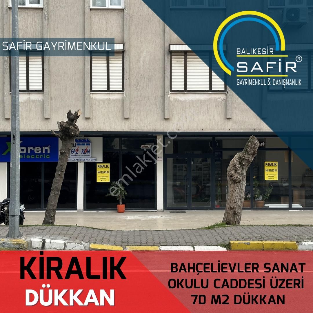 Altıeylül Bahçelievler Kiralık Dükkan & Mağaza Bahçelievler Sanat Okulu Caddesi Üzeri 70 M2 Dükkan, Eski Çocuk Esirgeme Karşısı