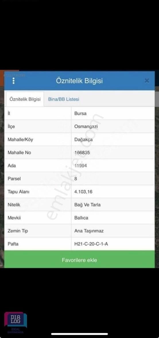 Osmangazi Dağakça Satılık Tarla Köyiçine Yakın Fırsat Tarla