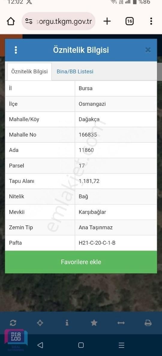 Osmangazi Dağakça Satılık Bağ & Bahçe Köy Merkezine Yakın Fırsat Arazi