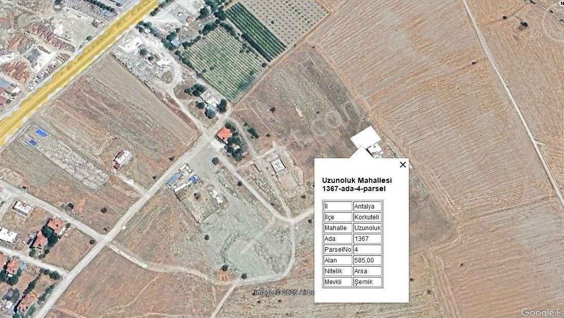 Korkuteli Uzunoluk Satılık Konut İmarlı Korkutelı Uzunoluk Mahallesınde 585 M2 Imarlı Arsa