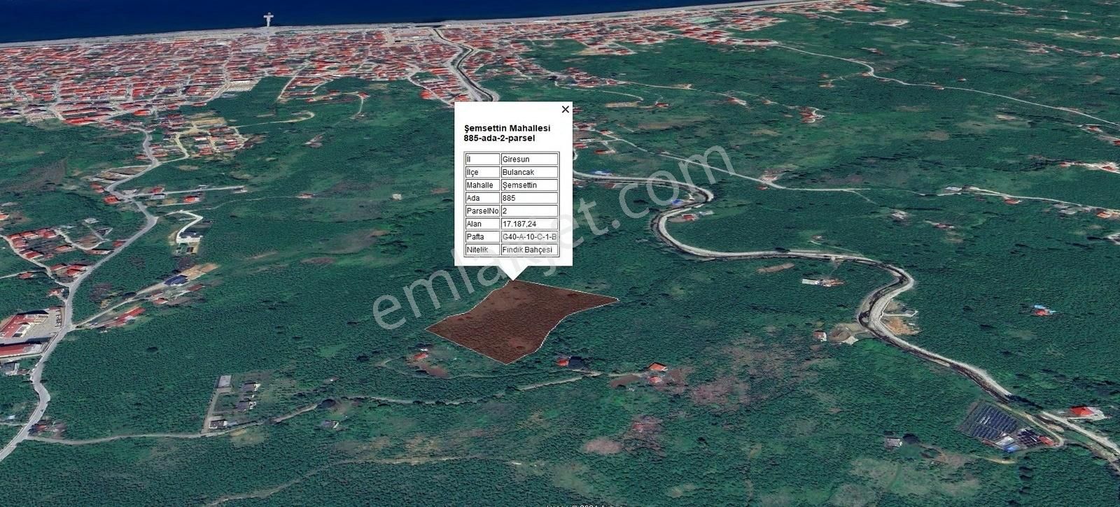 Bulancak Şemsettin Satılık Bağ & Bahçe Şemsettin Mahallesi 17.187 M2