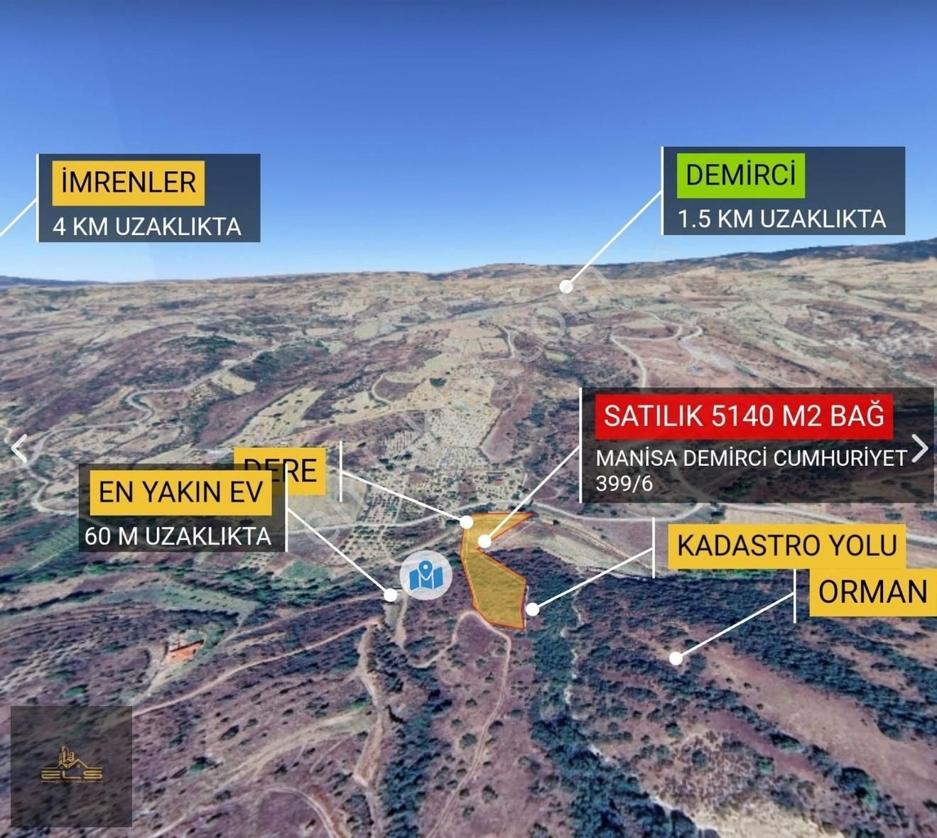 Demirci Cumhuriyet Satılık Bağ & Bahçe Demirci Cumhuriyet'de 5140 M2 Hertürlü Kullanıma Uygun Bağ