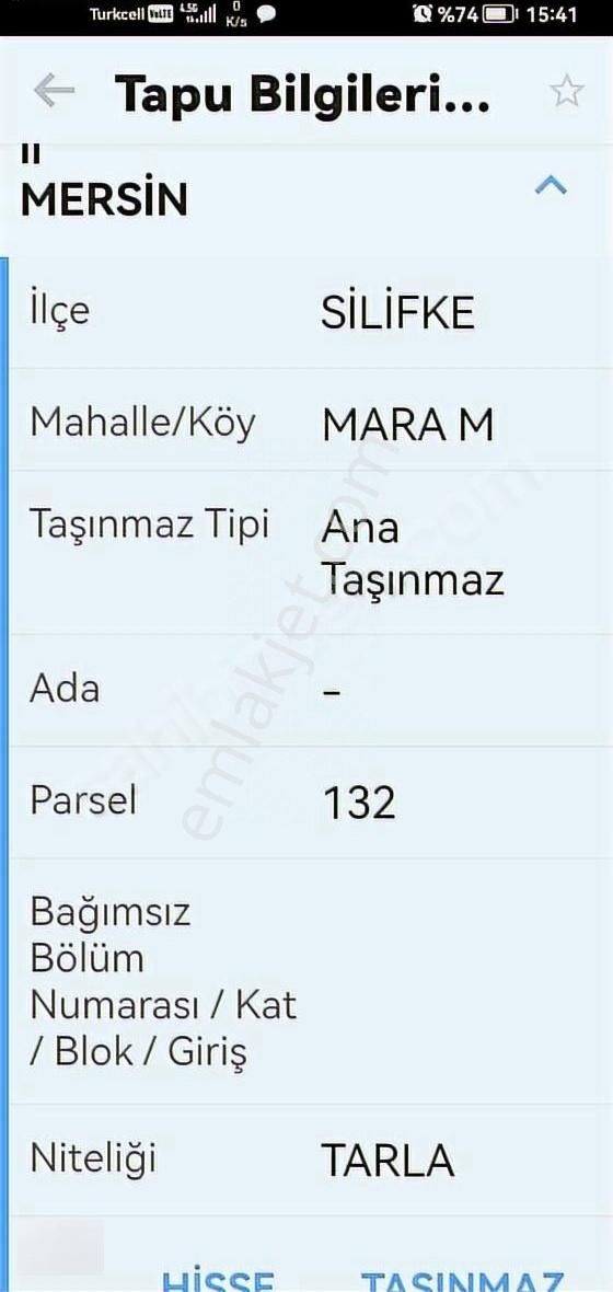 Silifke Kavak Satılık Tarla Mersin Silifke Maranda 2 Dönüm Tarla Satılık