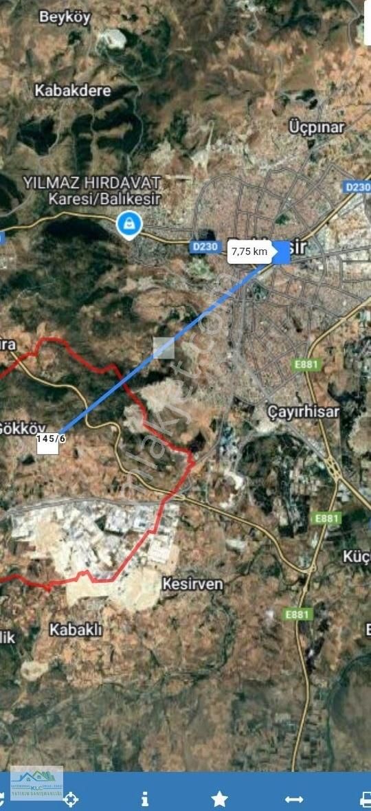 Altıeylül Gökköy Satılık Konut İmarlı Klc Den Altıeylül Gökköy Mahallesinde 849 M² Köşe Arsa