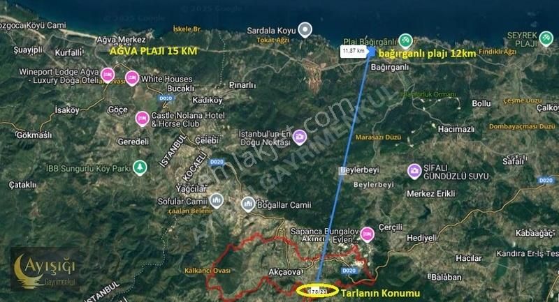 Kandıra Akçaova'da 9,682m² Tek Tapu Yola Cepheli Satılık Tarla - Görsel 8