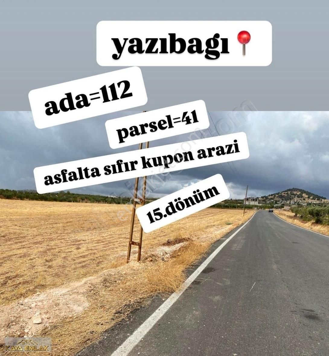 Şahinbey Yazıbağı Satılık Tarla Yazıbagında Asfalta Sıfır Kupon Arazi