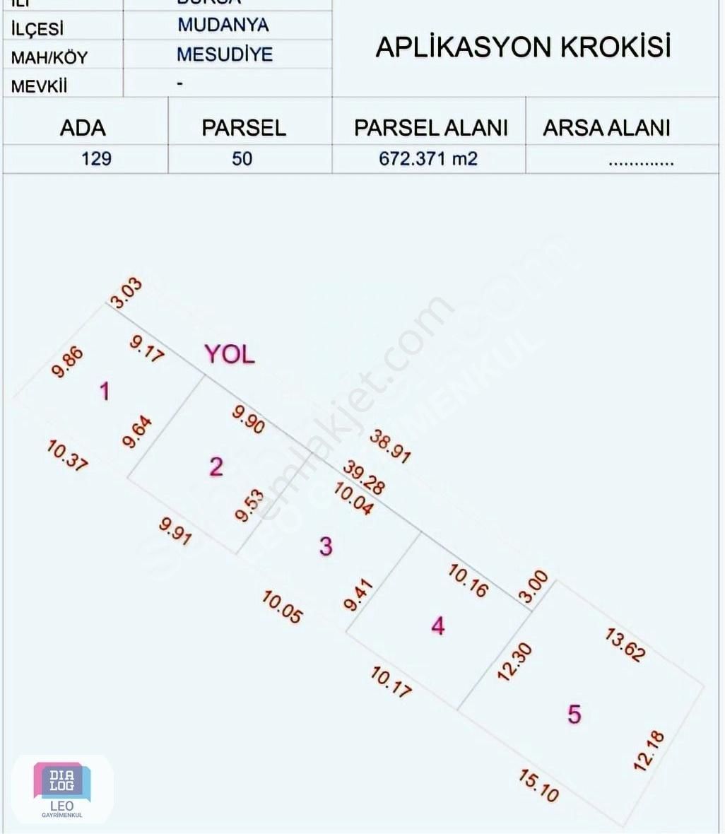 Mudanya Mesudiye Satılık Tarla Dialog Leo' Dan Mudanya Mesudiye Mh. Satılık 112 M2 Arsa