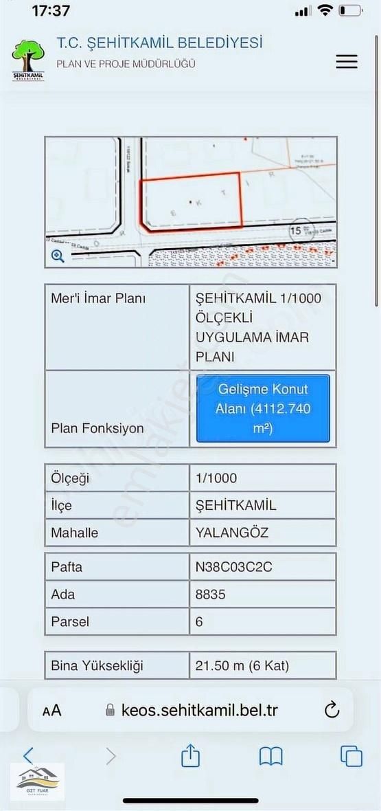 Şehitkamil Yalankoz Satılık Konut İmarlı Kuzeyşehir De Köşe Başı Asfalta Sıfır Konut Arsamız Satılıktır