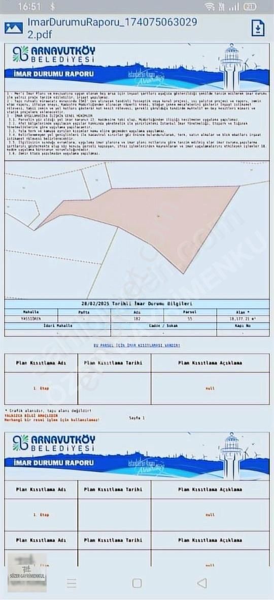 Arnavutköy Yassıören Satılık Ticari İmarlı Konut İmarlı Arsa