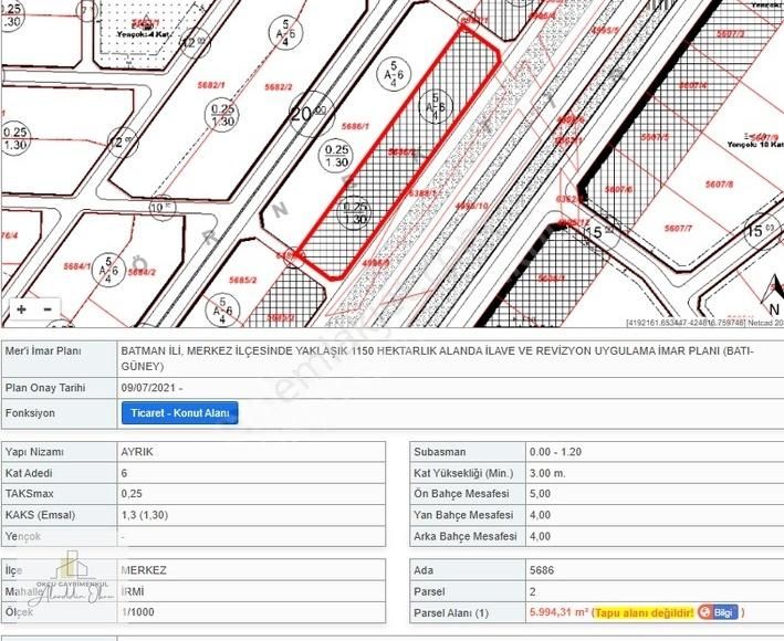 Batman Merkez İrmi Satılık Konut İmarlı Alaaddin Okçu S A T I Y O R 500 Yataklı Hastahane Civarı Hisse