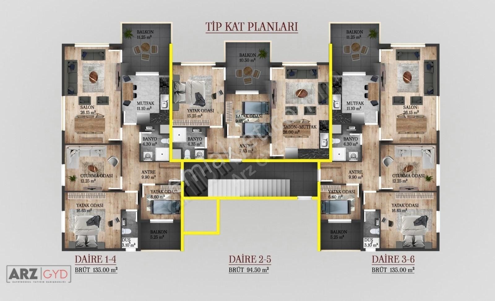 Adapazarı Güneşler Yeni Satılık Daire Arz Gyd - Ana Cadde Üzeri Önü Açık Sıfır 135m2